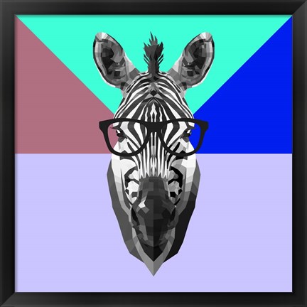 Framed Party Zebra in Glasses Print