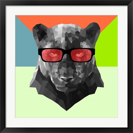 Framed Party Panther in Red Glasses Print