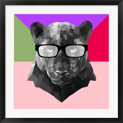 Framed Party Panther in Glasses Print