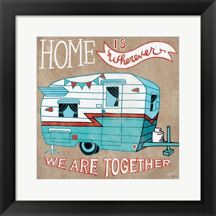 Framed Adventure Love Camper Taupe Print