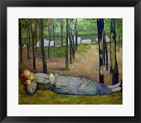 Framed Madeleine in the Bois d&#39;Amour on the River Aven Print