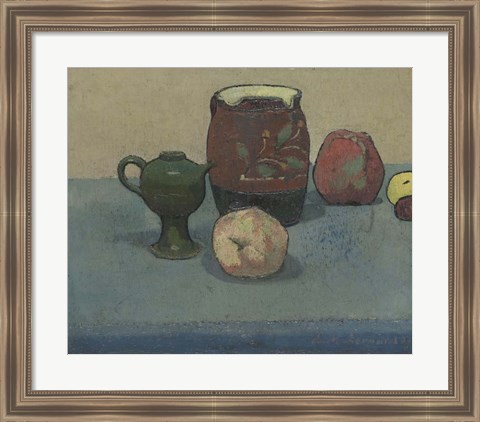 Framed Stoneware Pot and Apples, 1887 Print