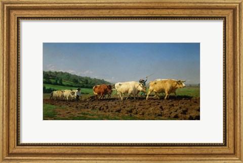 Framed Ploughing in the Nivernais, 1849 Print