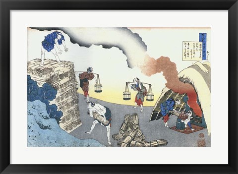 Framed Burning Sea Weed for Salt Production Print