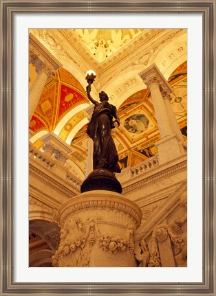 Framed USA, Washington DC, Library of Congress interior with sculpture Print