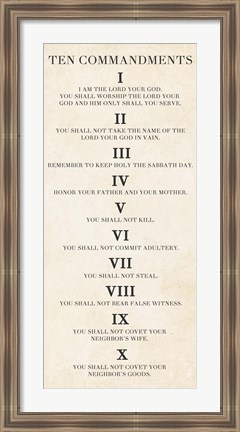 Framed Ten Commandments - Roman Numerals Print