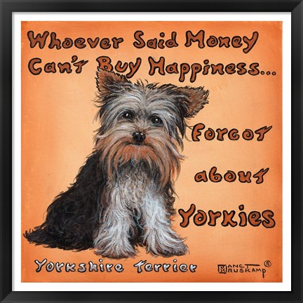 Framed Yorkies = Happiness Print