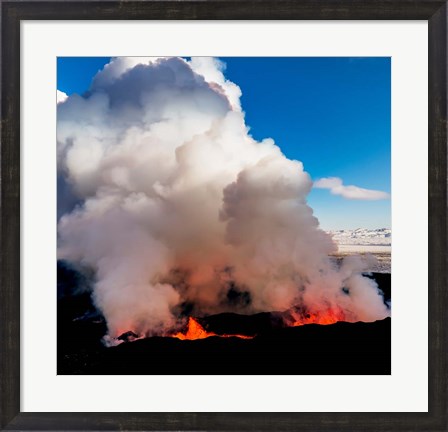 Framed Volcano Eruption at the Holuhraun Fissure, Bardarbunga Volcano, Iceland. Print