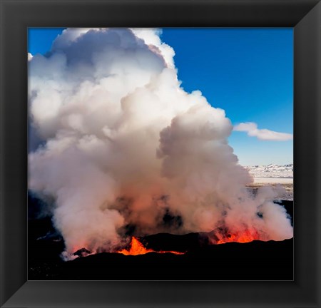 Framed Volcano Eruption at the Holuhraun Fissure, Bardarbunga Volcano, Iceland. Print