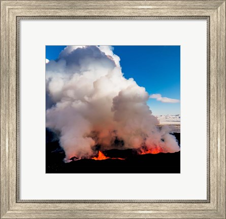Framed Volcano Eruption at the Holuhraun Fissure, Bardarbunga Volcano, Iceland. Print