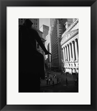 Framed Silhouette of George Washington Statue, Manhattan, New York City Print