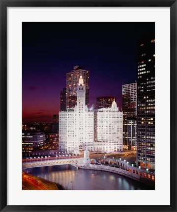 Framed Wrigley Building, Michigan Avenue, Chicago Print