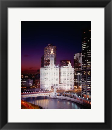 Framed Wrigley Building, Michigan Avenue, Chicago Print