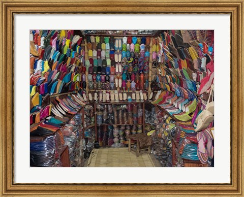 Framed Shoe store, Essaouira, Morocco Print