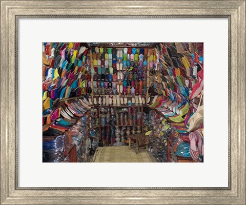 Framed Shoe store, Essaouira, Morocco Print
