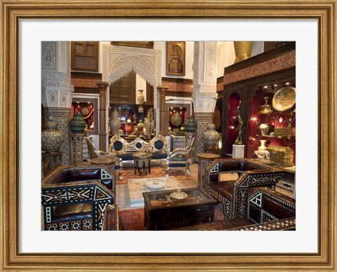 Framed Antique Store in the Souk, Fes, Morocco Print