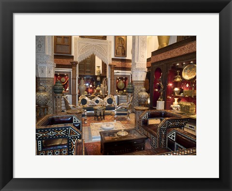 Framed Antique Store in the Souk, Fes, Morocco Print