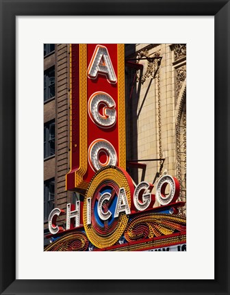 Framed Chicago Theater Sign, Illinois Print