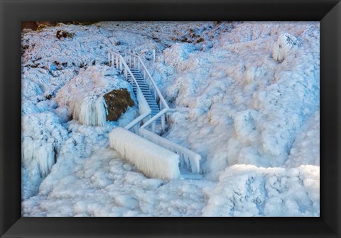 Framed Frozen Staircase by Seljalandsfoss Waterfall, Iceland Print