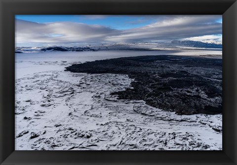 Framed Lava and Snow at the Holuhraun Fissure, Bardarbunga Volcano, Iceland. Print