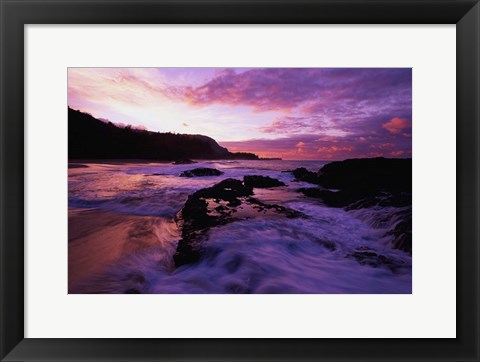 Framed Lumahai Beach at Sunset, HI Print