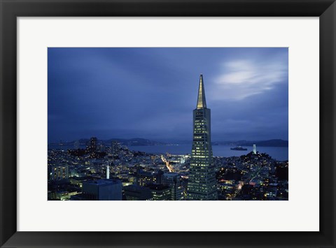 Framed Transamerica Pyramid, Coit Tower, San Francisco, California Print