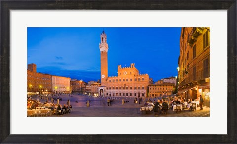 Framed Clock Tower, Torre Del Mangia, Tuscany, Italy Print