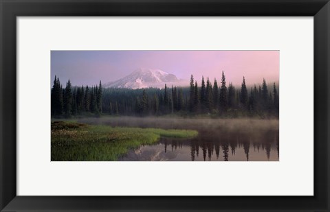 Framed Mist over Mount Rainier National Park, Washington Print