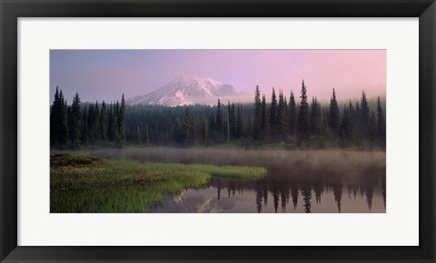 Framed Mist over Mount Rainier National Park, Washington Print