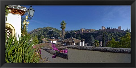 Framed Alhambra palace from Albaicin, Granada, Andalusia, Spain Print