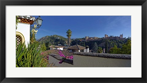 Framed Alhambra palace from Albaicin, Granada, Andalusia, Spain Print