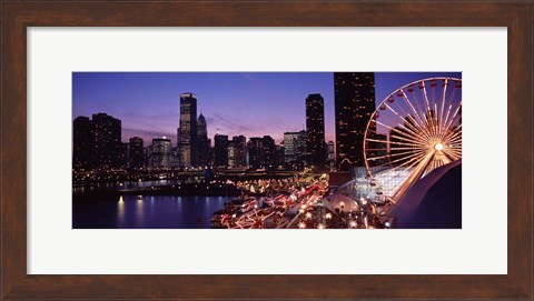 Framed Ferris wheel at Dusk, Navy Pier, Chicago Print