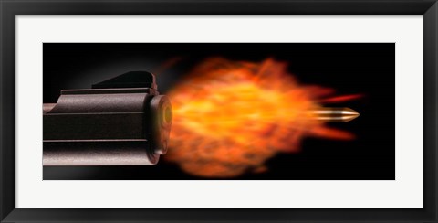 Framed Gun Firing a Bullet Print