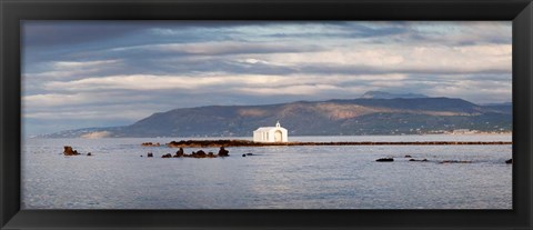 Framed Chapel in the Sea, Georgioupoli, Crete, Greece Print