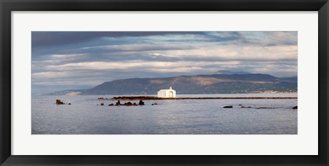 Framed Chapel in the Sea, Georgioupoli, Crete, Greece Print