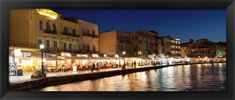 Framed Promenade at Venetian Port, Chania, Crete, Greece Print