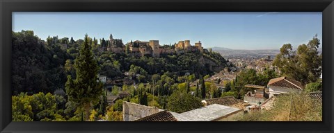 Framed Alhambra Palace from Sacromonte, Granada, Andalusia, Spain Print