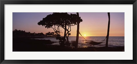 Framed Hammock on the Beach, Fairmont Orchid, Hawaii Print