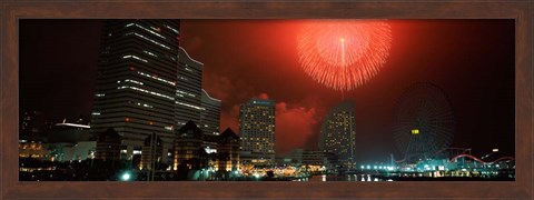 Framed Fireworks Display, Minato Mirai, Yokohama, Japan 2010 Print