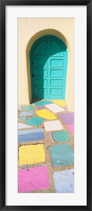 Framed Colored Tiles of a Door in Balboa Park, San Diego, California Print