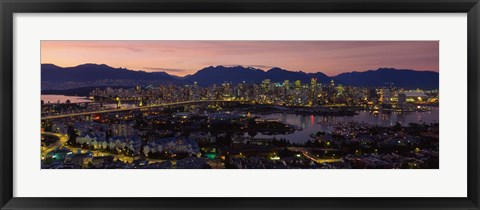 Framed Vancouver at Dusk, British Columbia, Canada Print