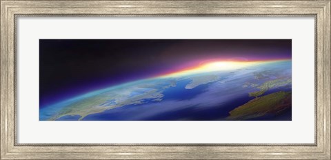 Framed Sun Rising over the Earth Print