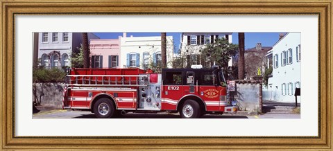 Framed Fire Truck, Charleston, South Carolina Print