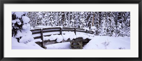 Framed Snowy Bridge in Banff National Park, Alberta, Canada Print