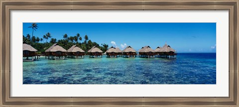 Framed Beach Huts, Bora Bora, French Polynesia Print