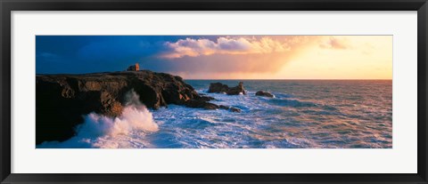 Framed Stormy Weather on Quiberon Coast, Morbihan, Brittany, France Print