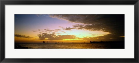 Framed Key West Sea at Sunset, Monroe County, Florida Print
