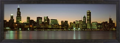 Framed Chicago Skyline at Dusk, IL Print