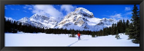 Framed Skier Ptarmigan Peak Wall of Jericho, Skoki Valley, Canada Print