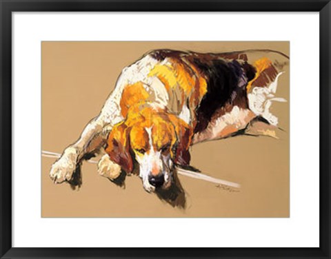 Framed Hound in a Kennel (LE) Print